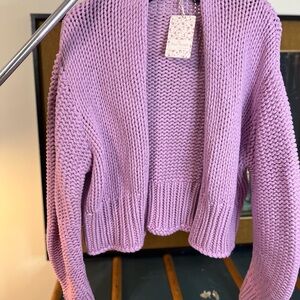 Free People Lavender Knit Cardigan